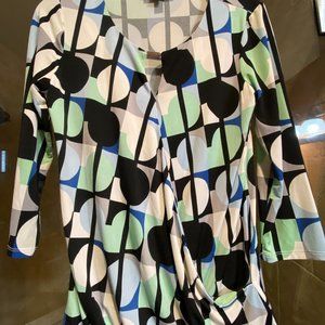 Dana Buchman  geometric design blouse